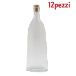 SET 12 PEZZI BOTTIGLIE BOTTIGLINE VETRO TRASPARENTE LUXURI CON TAPPO 500CC