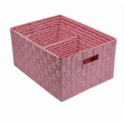 SET 21 PEZZI BOX SCATOLA IN TESSUTO PORTAOGGETTI ORGANIZER CON MANICI ROSA 79089