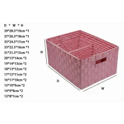 SET 21 PEZZI BOX SCATOLA IN TESSUTO PORTAOGGETTI ORGANIZER CON MANICI ROSA 79089