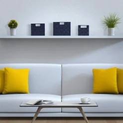 SET 21 PEZZI BOX SCATOLA IN TESSUTO PORTA OGGETTI ORGANIZER CON MANICI BLU 79088