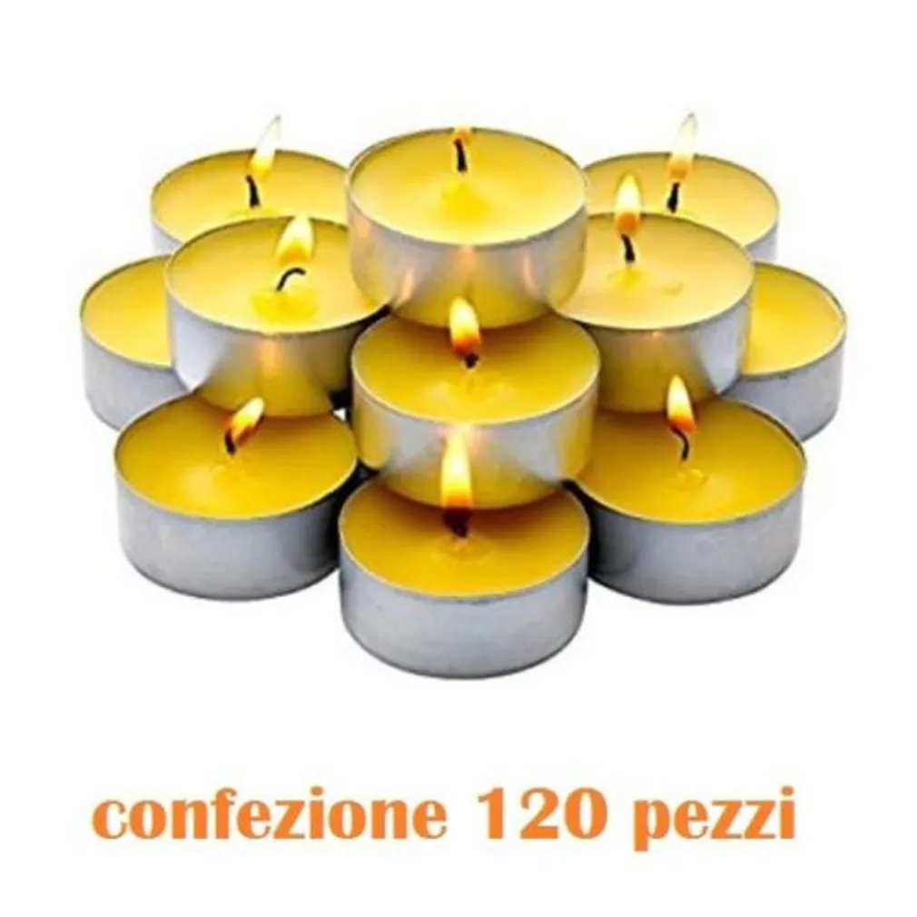 SET 120 PEZZI CANDELE BIANCHE PROFUMATE FRAGRANZA LIMONE TEALIGHT LUMINI
