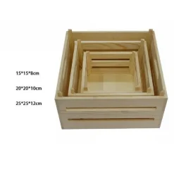 SET 3 PEZZI CASSETTE CESTI IN LEGNO NATURALE TRIS DECOUPAGE CONTENITORI 53470A