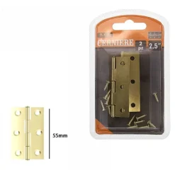 SET 2 PEZZI CERNIERE IN OTTONE PER PORTE MOBILI ARMADI SPORTELLI ANTE 55MM 69039