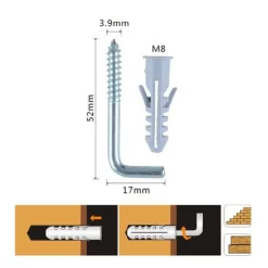 SET 6 PEZZI CHIODI VITI A L 3.9X52X17MM + TASSELLI CON ALETTE TASSELLO M8 90798