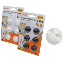 SET 6 PEZZI CLIP RACCOGLI CAVO FISSARE FILI ADESIVI MULTIUSO TAVOLO PARETE KC-906