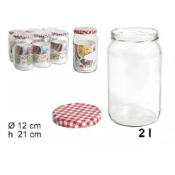 SET 6 PEZZI CONTENITORE BARATTOLO IN VETRO CON COPERCHIO BARATTOLINI 2 LT