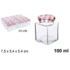 SET 24 PEZZI CONTENITORE BARATTOLO IN VETRO QUADRATO CON COPERCHIO 100ML 110809