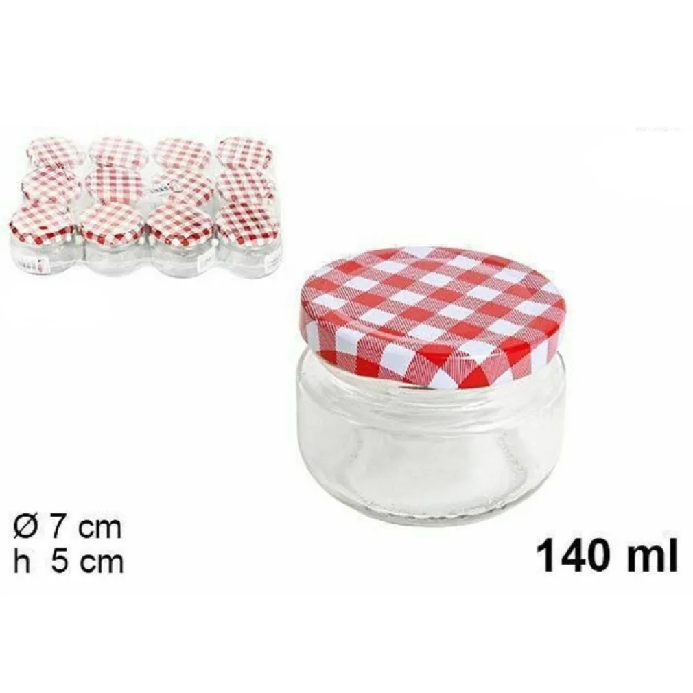SET 12 PEZZI CONTENITORE BARATTOLO IN VETRO CON COPERCHIO BARATTOLINI 140ML