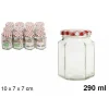 SET 12 PEZZI CONTENITORE BARATTOLO IN VETRO CON COPERCHIO BARATTOLINI 290ML