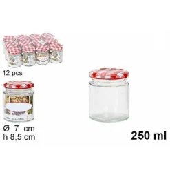 SET 12 PEZZI CONTENITORE BARATTOLO IN VETRO CON COPERCHIO BARATTOLINI 250ML