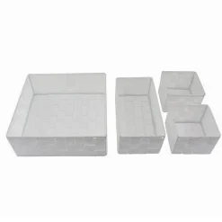 SET 4 PEZZI CONTENITORI BIANCO SCATOLA IN TESSUTO ORGANIZER PORTA OGGETTI 79061