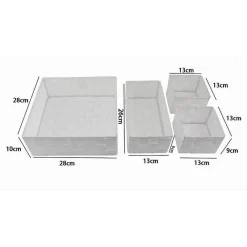 SET 4 PEZZI CONTENITORI BIANCO SCATOLA IN TESSUTO ORGANIZER PORTA OGGETTI 79061