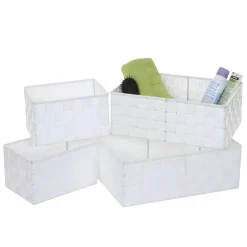 SET 4 PEZZI CONTENITORI BIANCO SCATOLA IN TESSUTO ORGANIZER PORTA OGGETTI 79061