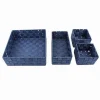 SET 4 PEZZI CONTENITORI BLU SCATOLA IN TESSUTO ORGANIZER PORTA OGGETTI 79064