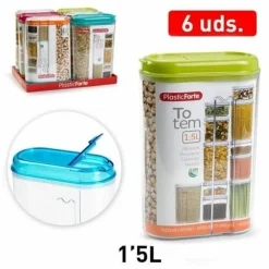 SET 6 PEZZI CONTENITORI SALVA FRESCHEZZA BISCOTTI SPAGHETTI PASTA 1,5 LT
