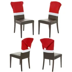 SET 4 PEZZI COPRI SEDIA COPRISEDIA DECORAZIONI PER SEDIE NATALIZIE 70X52CM ROSSO