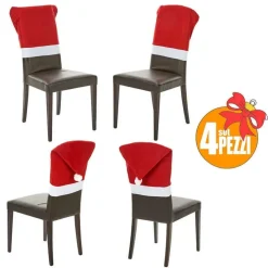SET 4 PEZZI COPRI SEDIA COPRISEDIA DECORAZIONI PER SEDIE NATALIZIE 70X52CM ROSSO