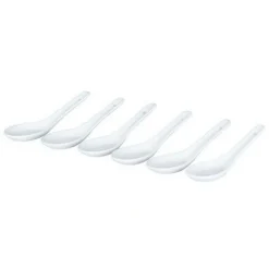 SET 6 PEZZI CUCCHIAINI PER ANTIPASTO APERITIVO IN CERAMICA BIANCA 2 X 4 X 12,5CM