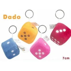SET 12 PEZZI DADO PELUCHES COLORATO 7 CENTIMETRI PORTACHIAVI PORTA CHIAVE