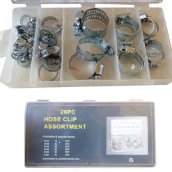 SET 26 PEZZI FASCETTE STRINGITUBO IN ACCIAIO ASSORTIMENTO TUBI TUBO MORSETTI