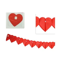 SET 3 PEZZI FESTONI CARTA CUORI 3 METRI CUORE COLORATI ROSSO BANDIERINE FESTE