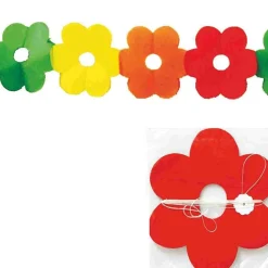 SET 3 PEZZI FESTONI CARTA FIORE 3 METRI FIORI COLORATI MULTICOLOR BANDIERINE