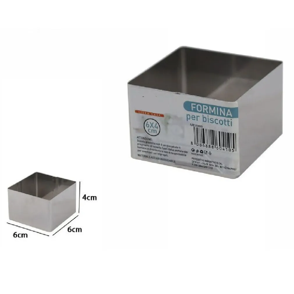 SET 12 PEZZI FORMINA STAMPI PER DOLCI TORTE BISCOTTI QUADRATI 6 X 4 CM 60410