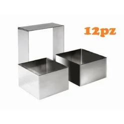 SET 12 PEZZI FORMINA STAMPI PER DOLCI TORTE BISCOTTI QUADRATI 6 X 4 CM 60410