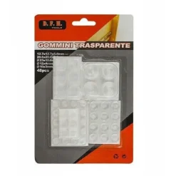 SET 48 PEZZI GOMMINI ADESIVI PROTEZIONE PAVIMENTI TRASPARENTI VARIE MISURE 66106