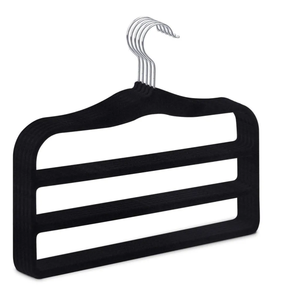 SET 2 PEZZI GRUCCIA IN VELLUTO APPENDI 3 SPAZI SALVASPAZIO APPENDI PANTALONI