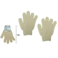 SET 2 PEZZI GUANTI DI CRINE PER DOCCIA BAGNO ESFOLIANTE PELLE CORPO BEIGE 79723