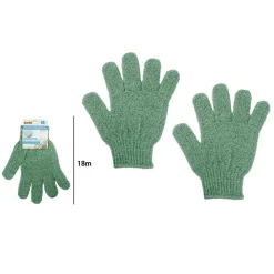 SET 2 PEZZI GUANTI DI CRINE PER DOCCIA BAGNO ESFOLIANTE PELLE CORPO VERDE 79722