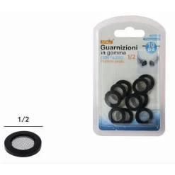 SET 10 PEZZI GUARNIZIONI IN GOMMA CON FILTRO A RETE INOX 1/2 RUBINETTI CASA 52362