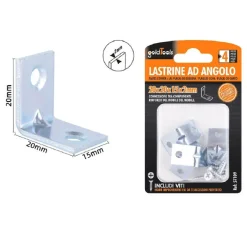 SET 4 PEZZI LASTRINE LASTRINA AD ANGOLO 20X20X15X2MM CON VITI PER MOBILI 57109