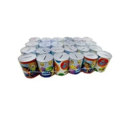 SET 24 PEZZI MINI SALVADANAI IN LATTA PORTA MONETE BANCONOTE SOLDI 9X11CM 500039