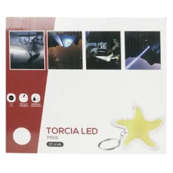 SET 4 PEZZI MINI TORCIA LED PORTACHIAVI A FORMA DI STELLA TASCABILE 50MM DT-2145