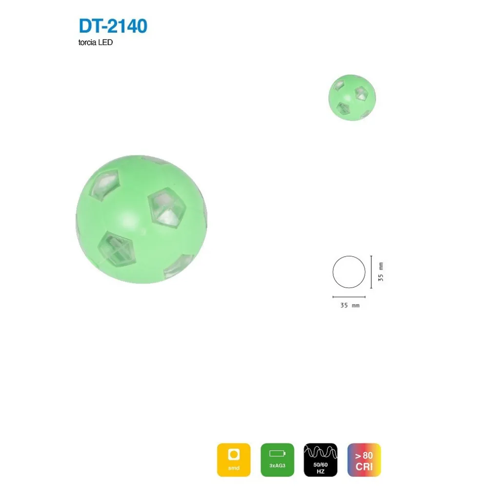 SET 4 PEZZI MINI TORCIA PORTACHIAVI LED PALLONE DA CALCIO 35MM TASCABILE DT-2140