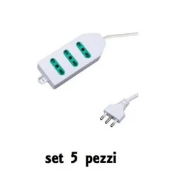 SET 5 PEZZI MULTIPRESA ELETTRICA BIPASSO MULTI PRESE 3 POSIZIONI POSTI 25000W