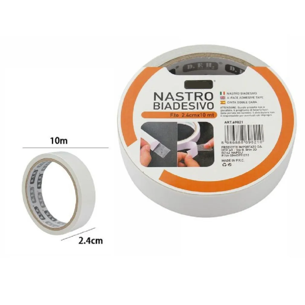 SET 2 PEZZI NASTRI NASTRO BIADESIVO SUPER RESISTENTE 2.4 CM X 10 METRI 69821