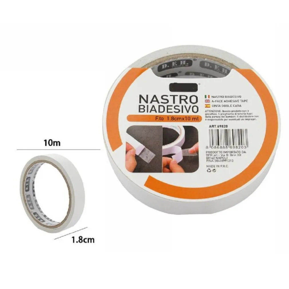 SET 3 PEZZI NASTRI NASTRO BIADESIVO SUPER RESISTENTE 1.8 CM X 10 METRI 69820