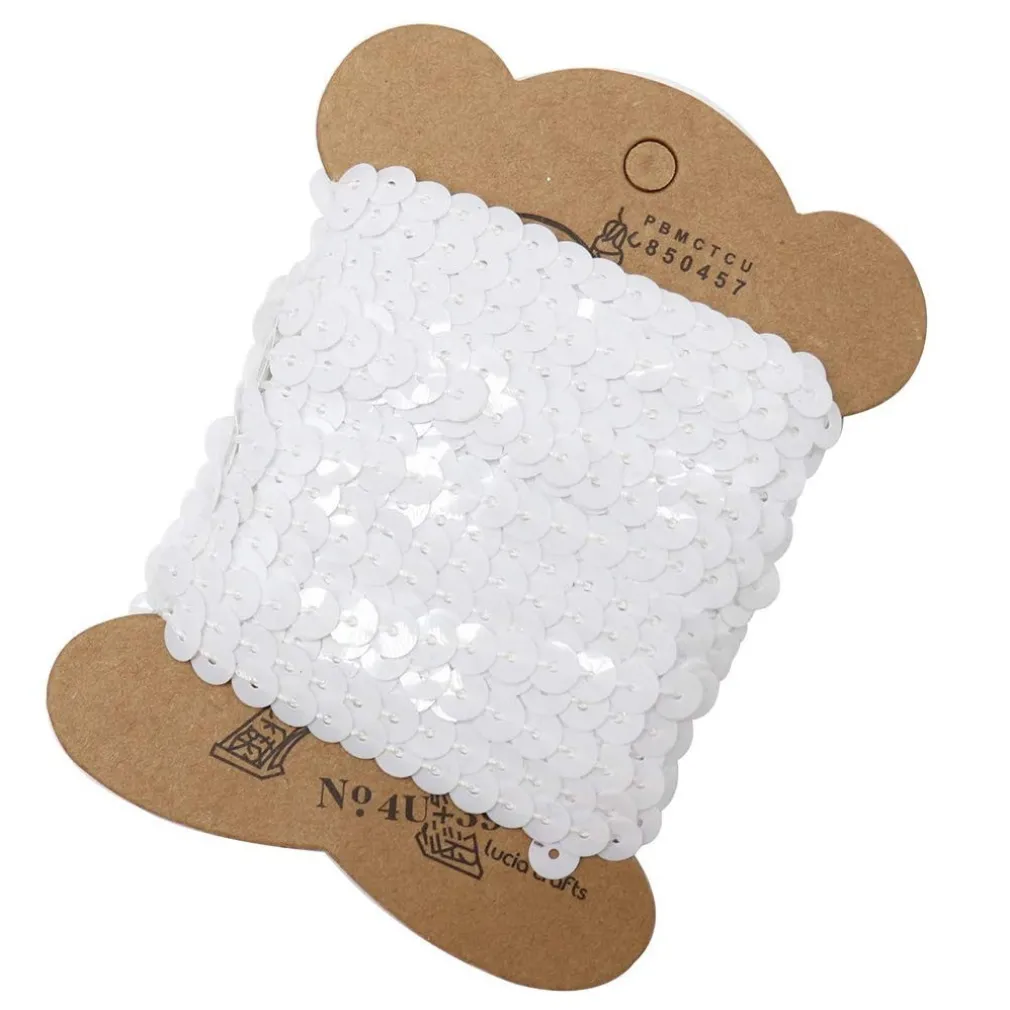 SET 3 PEZZI NASTRO PAILLETTES BIANCO 3 METRI CC6826 FASCIA GLITTER CUCITO SARTA