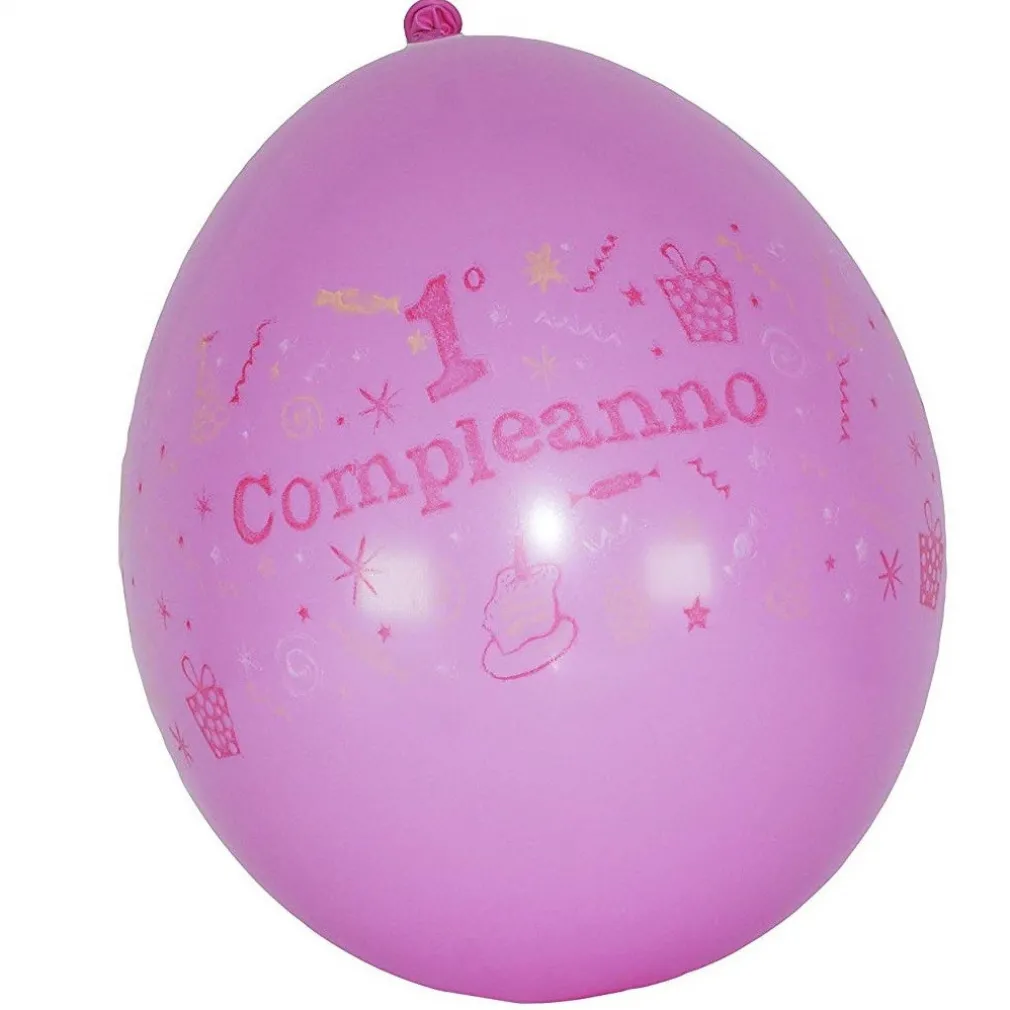 SET 12 PEZZI PALLONCINI PALLONCINO 1 COMPLEANNO ROSA BAMBINA FESTONI DECORAZIONE