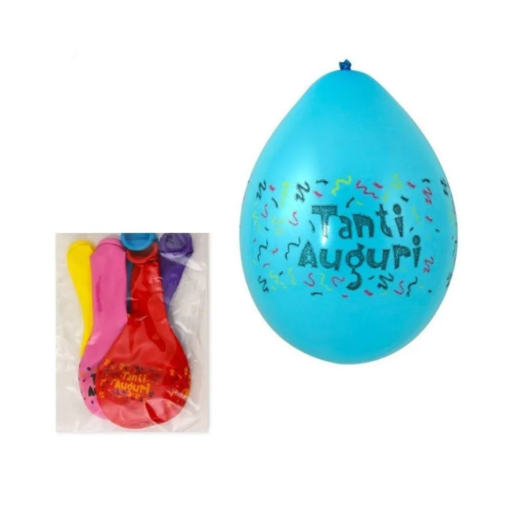 SET 12 PEZZI PALLONCINI PALLONCINO TANTI AUGURI COLORATI FESTONI DECORAZIONE