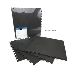 SET 4 PEZZI PIASTRELLA EVA COLORE NERO 60 X 60 CM TAPPETO PUZZLE MULTIUSO 194701