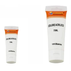 SET 6 PEZZI PITTURA ACRILICA VERNICE CONFEZIONE COLORE BIANCO TUBO 75 ML 07485