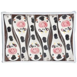 SET 6 PEZZI POGGIAMESTOLI POGGIA MESTOLO IN CERAMICA BIANCA MUCCA CUCINA 135516