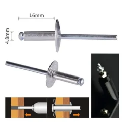 SET 11 PEZZI RIVETTI RIVETTO 4.8 X 16 MM ACCESSORI BRICOLAGE FERRAMENTA 94982