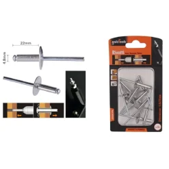 SET 9 PEZZI RIVETTI RIVETTO 4.8 X 22 MM ACCESSORI PER BRICOLAGE FERRAMENTA 94984