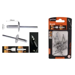 SET 10 PEZZI RIVETTI RIVETTO 4.8X19 MM ACCESSORI PER BRICOLAGE FERRAMENTA 94983