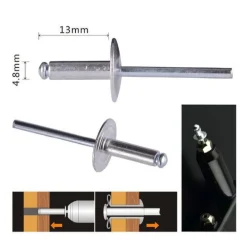 SET 12 PEZZI RIVETTI RIVETTO 4.8 X 13MM ACCESSORI PER BRICOLAGE FERRAMENTA 94981